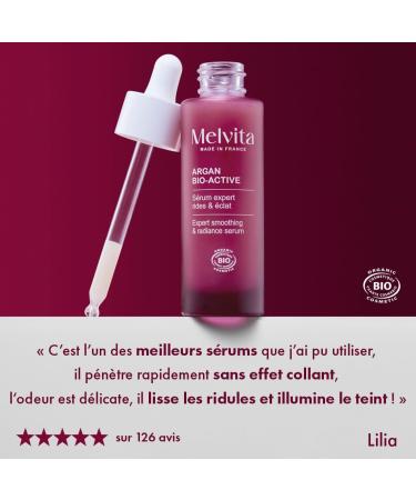 Melvita - Sculpting Serum Anti-Aging and Radiance Argan Bio Active - 99% Natural Care - Certified Organic - Nourishes Smooths Wrinkles and Revives Radiance - High Efficiency - Youth Skin Care - 30 ml - Buy Online on GoSupps.com