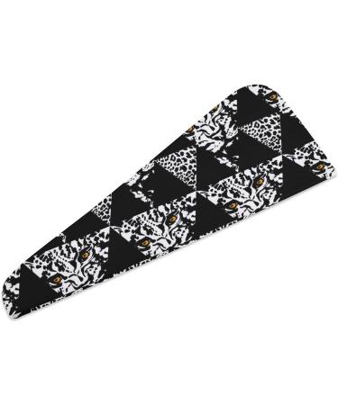 Super Absorbent Ink Brush Strokes Microfiber Hair Towel Wrap for Women 10x26 Inch Hair Turban with Button - Buy Online on GoSupps.com