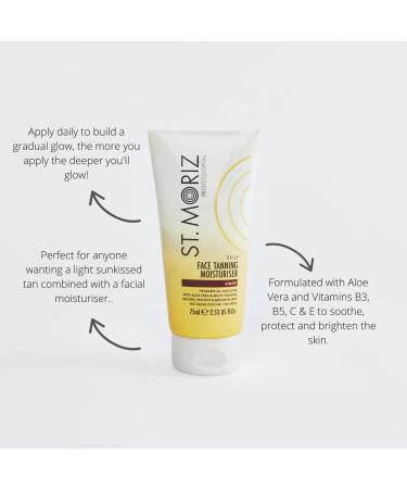 St Moriz Professional Daily Face Tanning Moisturiser - Vegan Fake Tan with Aloe Vera & Vitamin E - Medium (75ml) - Buy Online on GoSupps.com