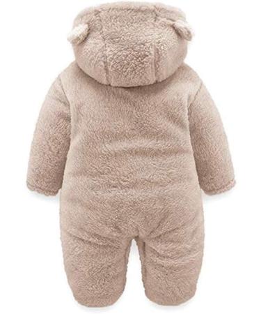 Voopptaw Warm Baby Winter Jumpsuit | Fleece Romper Suits | Cute Bear Snowsuit (Khaki) | 0-12 Months - Buy Online on GoSupps.com