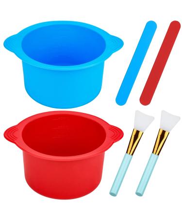 Silicone Wax Warmer Liner  2pcs Non-Stick Silicone Bowl Wax Pot Insert Reusable Replacement with 2pcs Spatulas and 2pcs Brushes Waxing Essentials for 16oz Electric Waxing Kit for Hair Removal