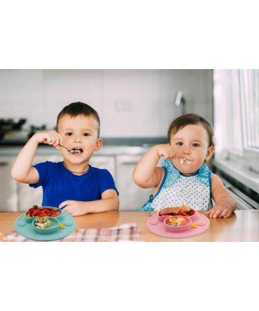 Silicone Baby Plate with Suction | Divided Duck Dishes for Kids | BPA-Free & Microwave Safe | Green - Buy Online on GoSupps.com