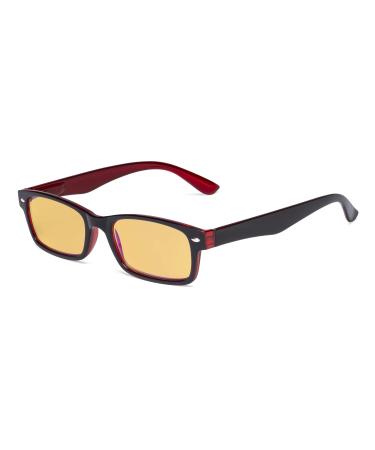 Eyekeper blue light blocking computer glasses with amber -colored filter glass women men - vintage glasses - black red BB90 lens - black/red 0.5 diopters