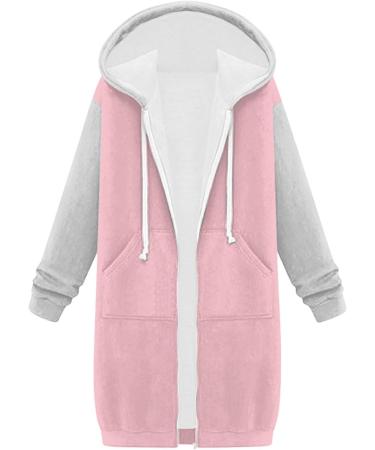 Yihaojia Womens Zip Up Hoodies Long Sleeve Fall Hooded Lightweight Tunic Sweatshirt Oversize Fleece Jacket with Pockets Pink#3 Large - Buy Online on GoSupps.com