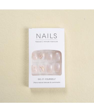 SINLOV Short Square Fake Nails Flower Glossy Press on False Nails Pink Nude Crystal Ballerina Artificial Finger Nails French Full Cover False Nails for Women and Girls - Buy Online on GoSupps.com