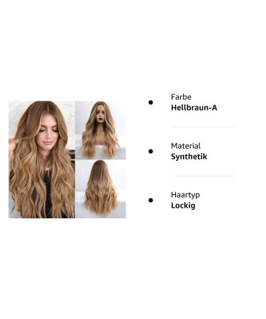 Haircube 24-Inch Long Curly Brown Wig - Natural-Looking Synthetic Women's Wig with Middle Parting - Light Brown - Buy Online on GoSupps.com