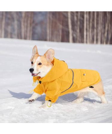 FUAMEY Dog Rain Coat | Lightweight Waterproof Rain Jacket with Transparent Brim | Reflective Dog Rain Poncho | Leash Hole | Yellow Slicker Raincoat for Small Medium Dogs Cats | Large Breed (14-23lb) - Buy Online on GoSupps.com