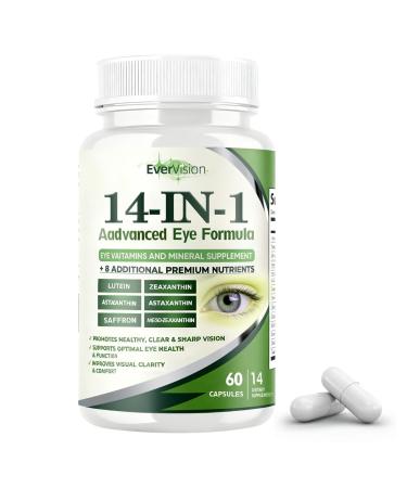 Evervision 14-in-1 Advanced Eye Formula - Eye Vitamin and Mineral Supplement for Eye Health - 60 Capsules (1pc)