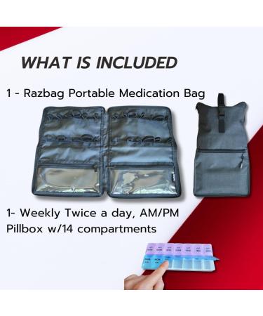 Portable Pill Bottle Organizer Bag - Lockable & See-Through Pockets | Large Heavy-Duty Medicine Organizer with Weekly Pill Box (Grey - Buy Online on GoSupps.com