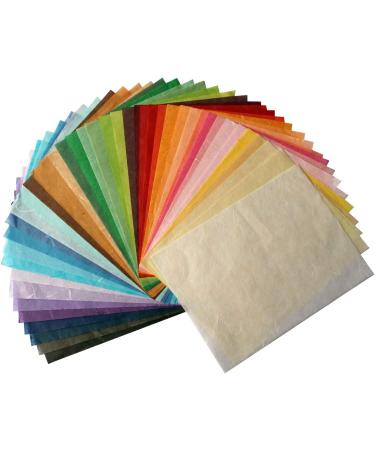 Mulberry Paper Stock 65 Handmade Tissue Sheets 8.5x11 for Origami - Natural Fiber Design in Red, Green, Blue, Yellow - Buy Online on GoSupps.com