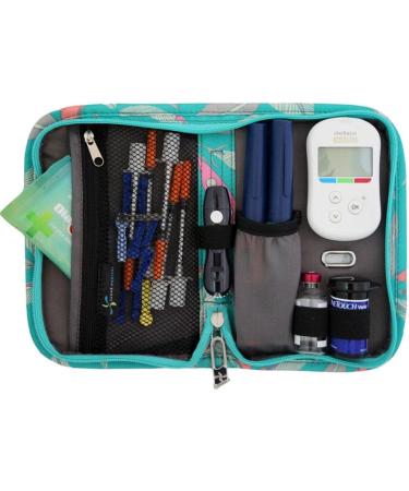 Sugar Medical Deluxe Diabetes Supply Bag - Secure Carry Case for Diabetic Essentials with Test Strip Disposal Pocket and ID Window (Beach Floral) - Buy Online on GoSupps.com