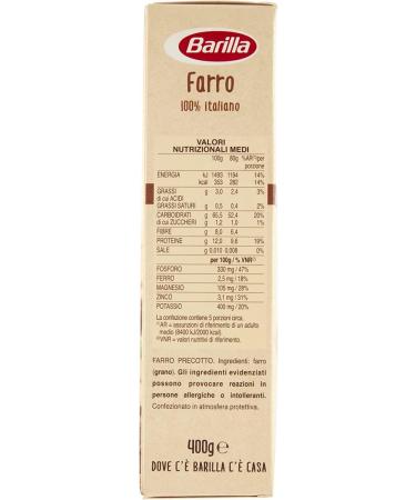 Barilla Farro 100 Italian spelled tasty healthy and a source of fiber Mediterranean cuisine 400 g - Buy Online on GoSupps.com