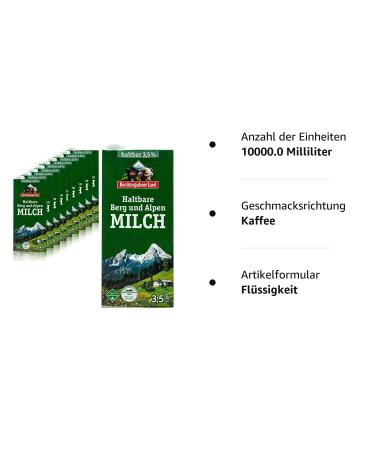 Buy Berchtesgadener Land 10-Pack H-Enforcement Milk 3.5% - Durable Mountain Farmer's Milk (1L) - Premium Quality Alpine Milk - International Shipping Available - Buy Online on GoSupps.com