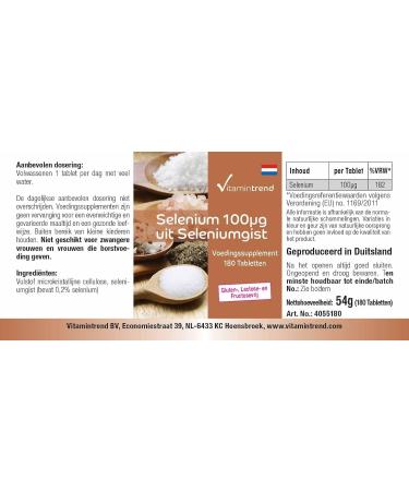 Selenium 100mcg - From Selenium Yeast - Vegan - Box of 180 tablets - ! FOR 6 MONTHS! | Vitamintrend  - Buy Online on GoSupps.com