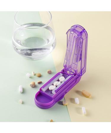 Premium Adjustable Pill Splitter & Cutter | Stainless Steel Blade | Accurate Pill Alignment | Cuts Small & Large Pills (Purple - Buy Online on GoSupps.com