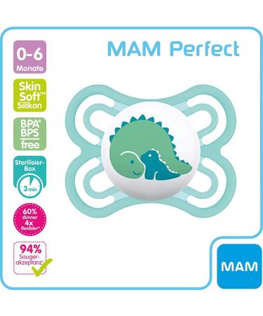 MAM Perfect Silicone Pacifier Set for Boys 0-6 Months | 3 Pacifiers & Sterilized Transport Boxes - International Shipping Available - Buy Online on GoSupps.com