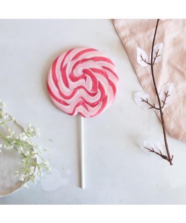 Giant Swirly Lollipop - Cherry Bakewell Flavour 85g Individually Wrapped Ideal for Parties and Stocking Fillers Pink Lollipop
