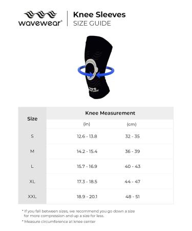 Knee Compression Sleeve with Kinesiology Tape - Wavewear Support for Pain Relief Sports & Workouts - Large Black/Silver - Buy Online on GoSupps.com