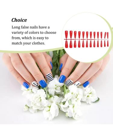 Dajidafu Coffin Nail Set Glossy Classic Scratch Resistant Press-on Fingernails Strong Viscosity Trend Manicure Stickers Type 14 - Buy Online on GoSupps.com