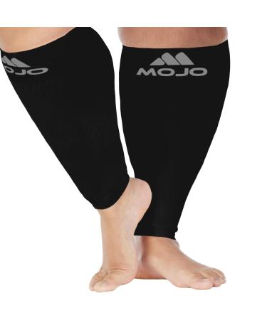 Mojo Compression Sleeve for Men and Women 20-30mmHg - Plus Size Footless Compression Socks for Circulation during Running Athletic Flight - Black 6X-Large - A604PS-BL9 6X-Large Black