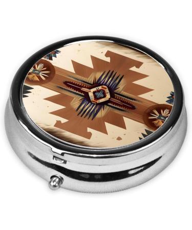Mini Travel Metal Pill Box - 2.0x2.0x0.7 in Native American Patterns - Perfect Organizer for Purse & Pocket | International Shipping Available - Buy Online on GoSupps.com