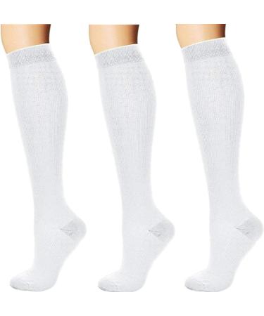 Compression Stockings for Men & Women - 4 Pairs Support Socks for Travel Sports & Nursing - White Knee High Compression Socks - Buy Online on GoSupps.com