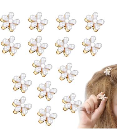 Pearl Hair Claw Clips 15PCS Pearl Hair Clips For Girls Pearl Flower Mini Hair Claw Clips Set Small Hair Clips Vintage-Inspired Elegant Hair Accessories for Women and Girls in White