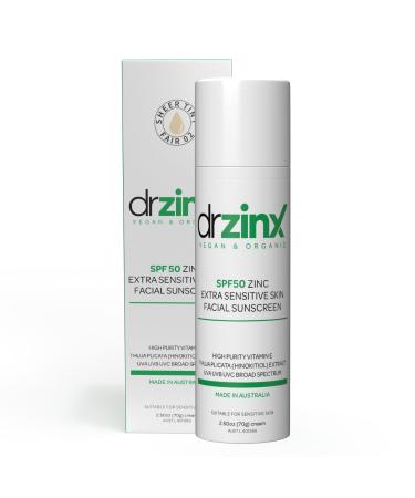 Dr ZinX Organic Zinc Extra Sensitive Skin Facial Mineral Sunscreen SPF50 + Hinokitiol