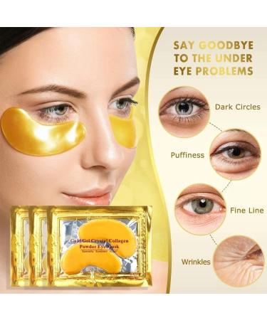 30 Pair Collagen Crystal 24k Gold hydrating Under Eye Gel Face Mask for Anti Aging Wrinkle Dark Circles Puffy Eyes Vegan & Cruelty-Free Self Skincare Day & Night Treatment - Buy Online on GoSupps.com