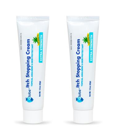 Globe (2 Pack) Extra Strength Itch Stopping Anti-Itch Cream 1.5 Oz with Histamine Blocker, Diphenhydramine HCl Topical Analgesic