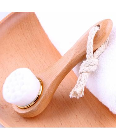 Facial Cleansing Brush Manual Face Brush Bamboo Charcoal Bristles Wooden Handle Deep Pore Exfoliation Wash Makeup Massaging Brush Manual Face Brush - Buy Online on GoSupps.com
