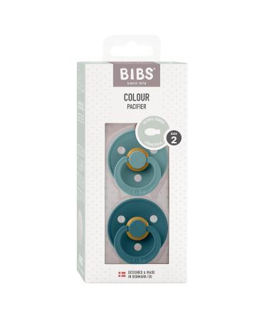 BIBS Colour Simmetrical Schnuller 2 Pack - BPA-Free Silicone Dummy for Ages 6-18 Months - Made in Denmark - Iceland Sea / Forest Lake - Buy Online on GoSupps.com