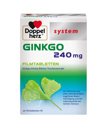 Doppelherz System GinkGO 240 mg film -coated tablets - to improve age -related cognitive impairment and quality of life with light dementia - 30 film -coated tablets 45 g (1 Pack)