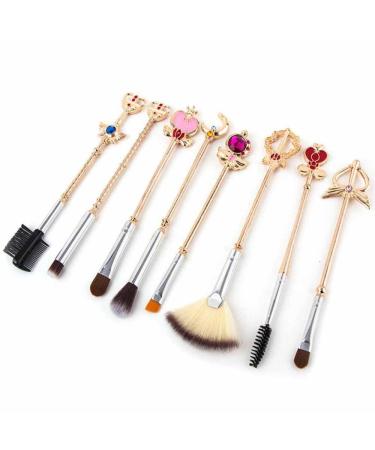 Coshine 8pcs Sailor Moon Makeup Brush Set with Pouch - Magical Girl Gold Cardcaptor Sakura Brushes and Cute Pink Bag - Buy Online on GoSupps.com