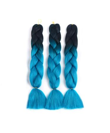 Shop Showjarlly Kanecalon Hair Braids Extensions - Ombre Jumbo Braid 24 Inch Kanecalon Box Hair - Black/Navy Blow - Premium Quality Kunsthaar - Buy Online on GoSupps.com
