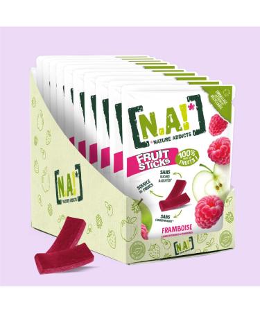 N.A! Nature Addicts - Raspberry Fruit Sticks Bag 40g - 100% Fruit - No Added Sugars, No Sweeteners or C