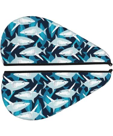 Shark Microfiber Hair Towel - Super Absorbent Quick Dry Turban for Curly & Thick Hair | Hair Towel Wrap with Button for Women Girls & Kids - Buy Online on GoSupps.com