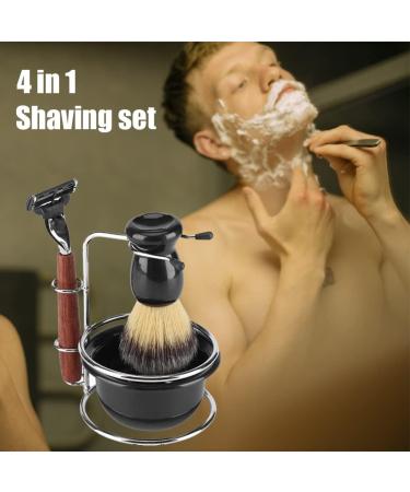 Fydun Men's Shaving Set - 4-Part Manual Razor Hair Brush Shaving Shell & Stainless Steel Rack | Classic Wet Shaving Essentials - Buy Online on GoSupps.com
