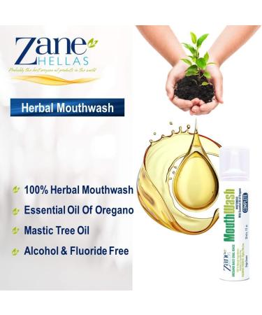 Zane Hellas Oregano Oil Mouthwash - Herbal Oral Rinse for Gingivitis, Plaque, Dry Mouth & Bad Breath - Alcohol & Fluoride Free - 2 fl.oz - Buy Online on GoSupps.com
