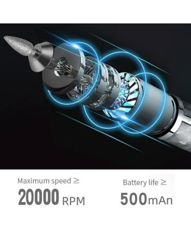 Electric Nail File with 5 Replaceable Head 20000rpm 4 Speeds 500mAh Micro USB Portable Low Noise Manicure Pedicure Polishing Grinding Peeling Nail Drill for Fingernail Toenail - Buy Online on GoSupps.com