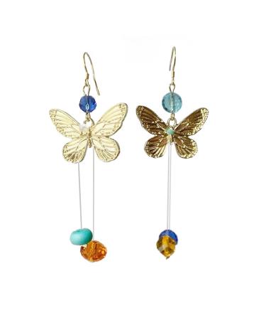 Feylie butterfly pendant earrings elegant yellow butterfly earrings acrylic butterfly ear trailer dangle earrings fashionable earrings for women girls
