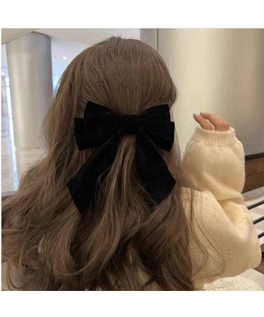 Black Velvet Hair Bow Clips - Large French Barrette Hairpin for Women and Girls - Buy Online on GoSupps.com