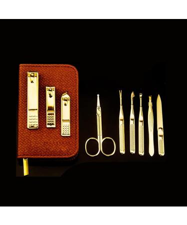Manicure Kit Beauty Manicure Stainless Steel Nail Clippers Set Nail Clippers Care Tools Man in Woman 9 Pieces Brown Nail Clippers Kit - Buy Online on GoSupps.com