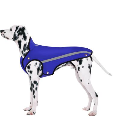 Slowton dog jacket waterproof dog coat adjustable neck and breast size pet vest with reflective stripes waterproof dog sweater snowsuit warm m blue