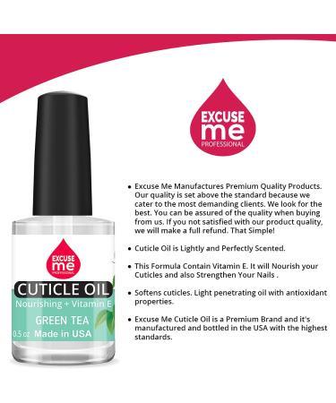 EXCUSE ME Professional Cuticle Oil 0.5 oz - Nourishing Green Tea Formula for Cracked Nails and Cuticles - Buy Online on GoSupps.com