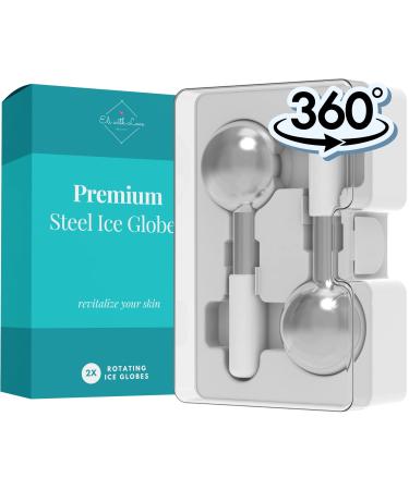 Ice Globes for Facials by Eli with Love - 2 Premium 360 Rotating Steel Globes with Carry Case - Professional Esthetician Supplies - Ice Roller for Face and Eyes - Ideal Skincare Tool for Facials