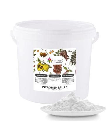 5kg citric acid in powder monohydrate |Food quality pure citric acid E330 |Gent technology -free acidic agent ideal for cleaning descaling cleaning cooking baking |mituso 5 kg (1 Pack)