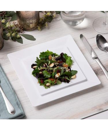 60 Pack Disposable Square Plastic Plates - Heavy Duty Combo Set by Aya's Cutlery Kingdom - Buy Online on GoSupps.com