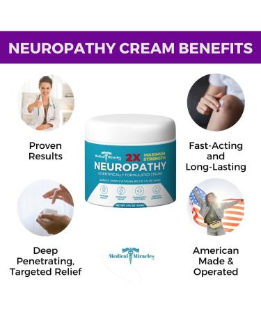 Buy 2X Strength Neuropathy Nerve Therapy Relief Cream - Max-Potency for Feet Hands Legs & Toes - Arnica & Vitamin B6 - 4oz - Fast International Shipping - Buy Online on GoSupps.com