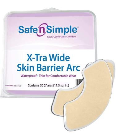 Safe n' Simple Extra Wide Skin Barrier Arc - 30 Count - Ostomy Barrier Strips - Barrier Ring - Hydrocolloid Skin Barrier Strips Accessories for Colostomy-Ileostomy-Stoma Supplies 2'' x 30